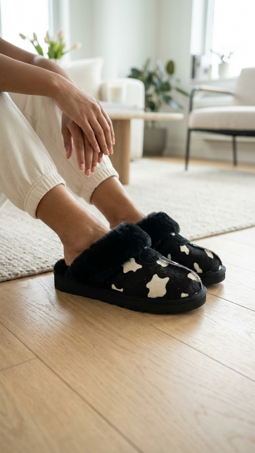 Fuzzy Clog Black Cow — view 3