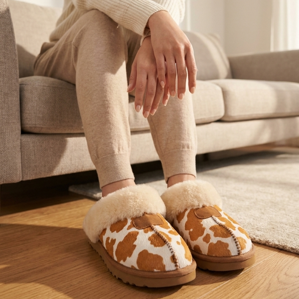 Fuzzy Clog Caramel Cow — view 1