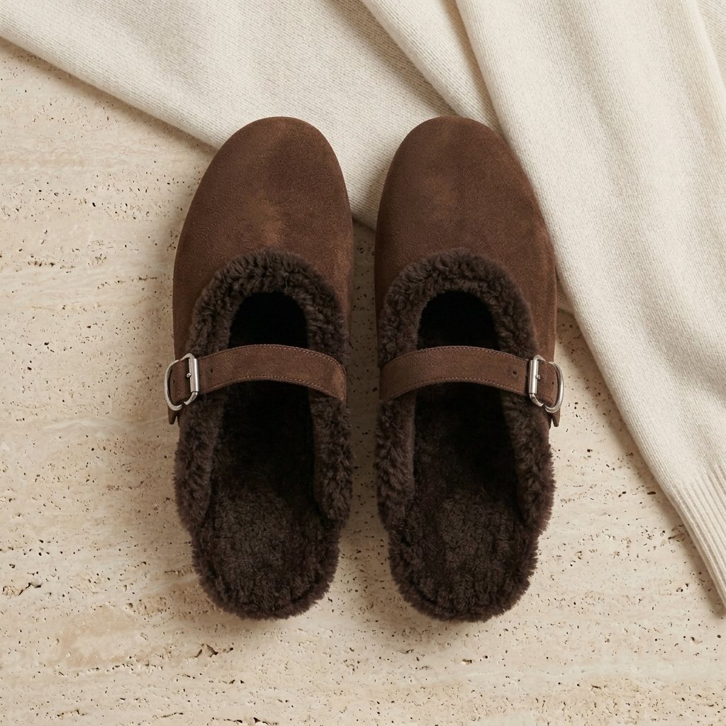 Teddy Strap Mule Chestnut